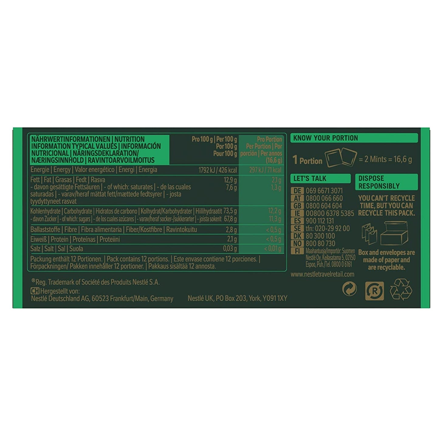 NESTLÉ AFTER EIGHT Cienkie kwadraty z ciemnej czekolady z nadzieniem miętowym dla koneserów Opakowanie 5 sztuk (1 x 200g)