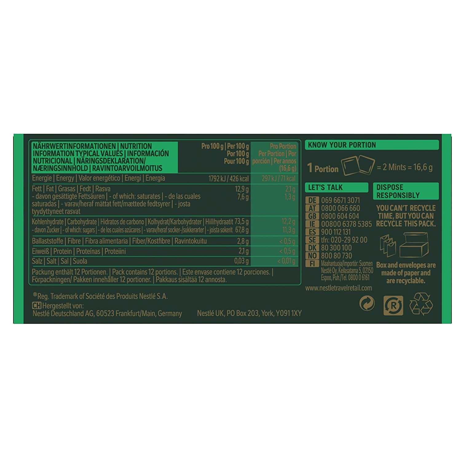 NESTLÉ AFTER EIGHT Cienkie kwadraty z ciemnej czekolady z nadzieniem miętowym dla koneserów Opakowanie 5 sztuk (1 x 200g)