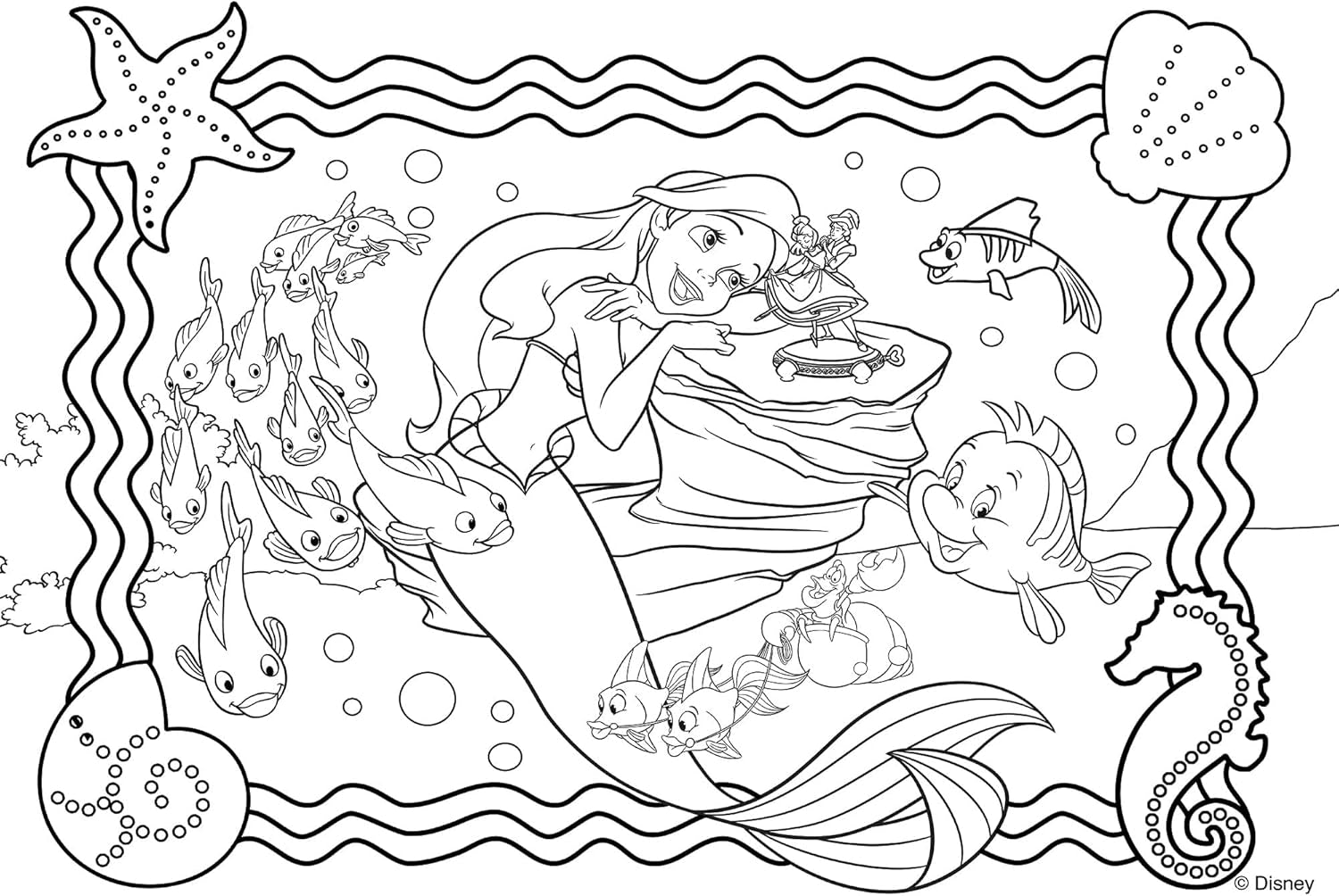 Lisciani - DISNEY Puzzle Ariel - Odtwórz i pokoloruj sceny ze swoich ulubionych pudełek - od 7 lat - DUŻE PUZZLE zawierające 250 elementów - zachęcają do zręczności Puzzle Naty Shop