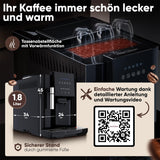 W pełni automatyczny ekspres ProfiCook® ze spieniaczem mleka do cappuccino | Młynek stożkowy | z funkcją podgrzewania filiżanki | Włoska profesjonalna pompa | Ekran dotykowy | Ekspres | PC KAV 1281