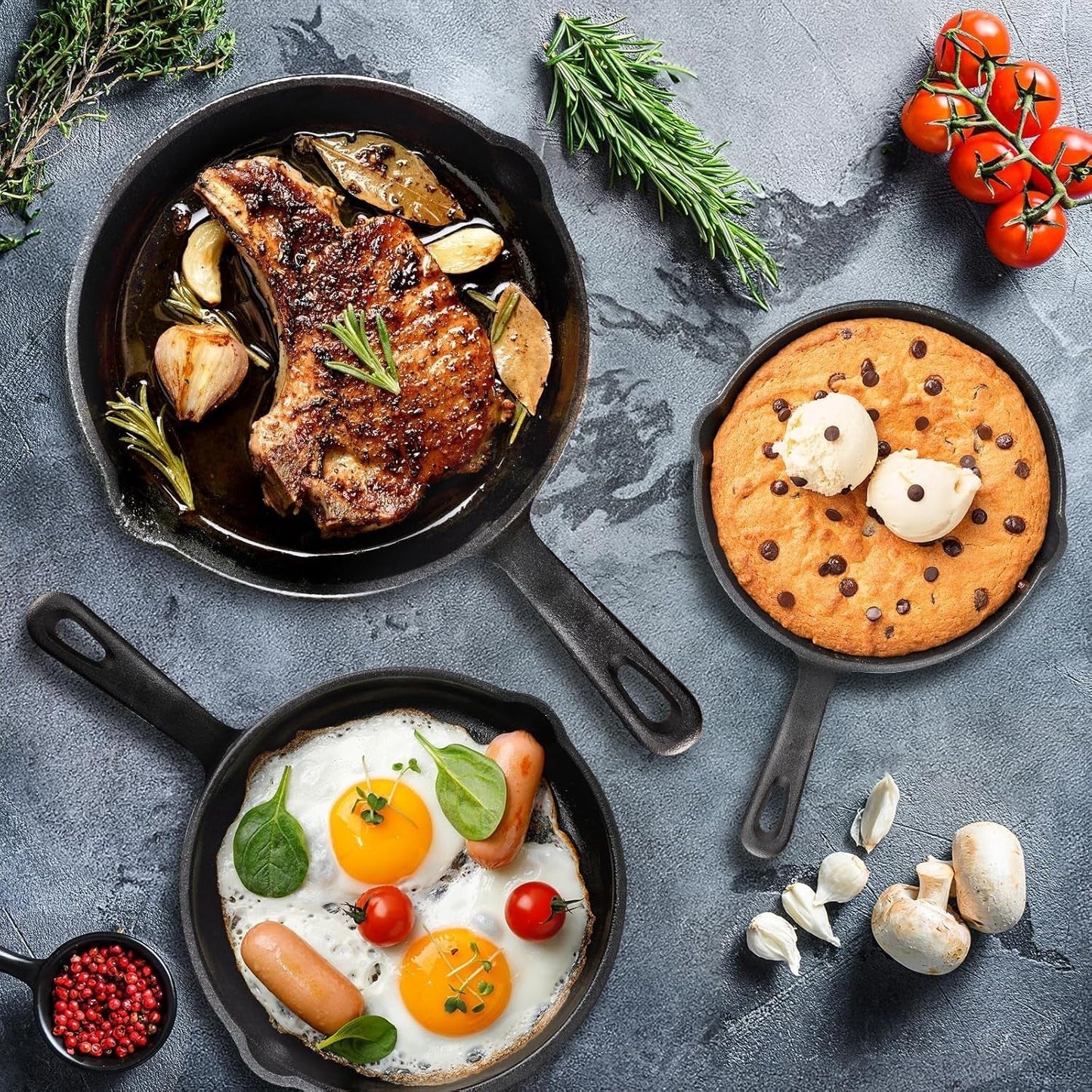 Żeliwna patelnia grillowa z uchwytem OVERMONT Garnki i patelnie Naty Shop