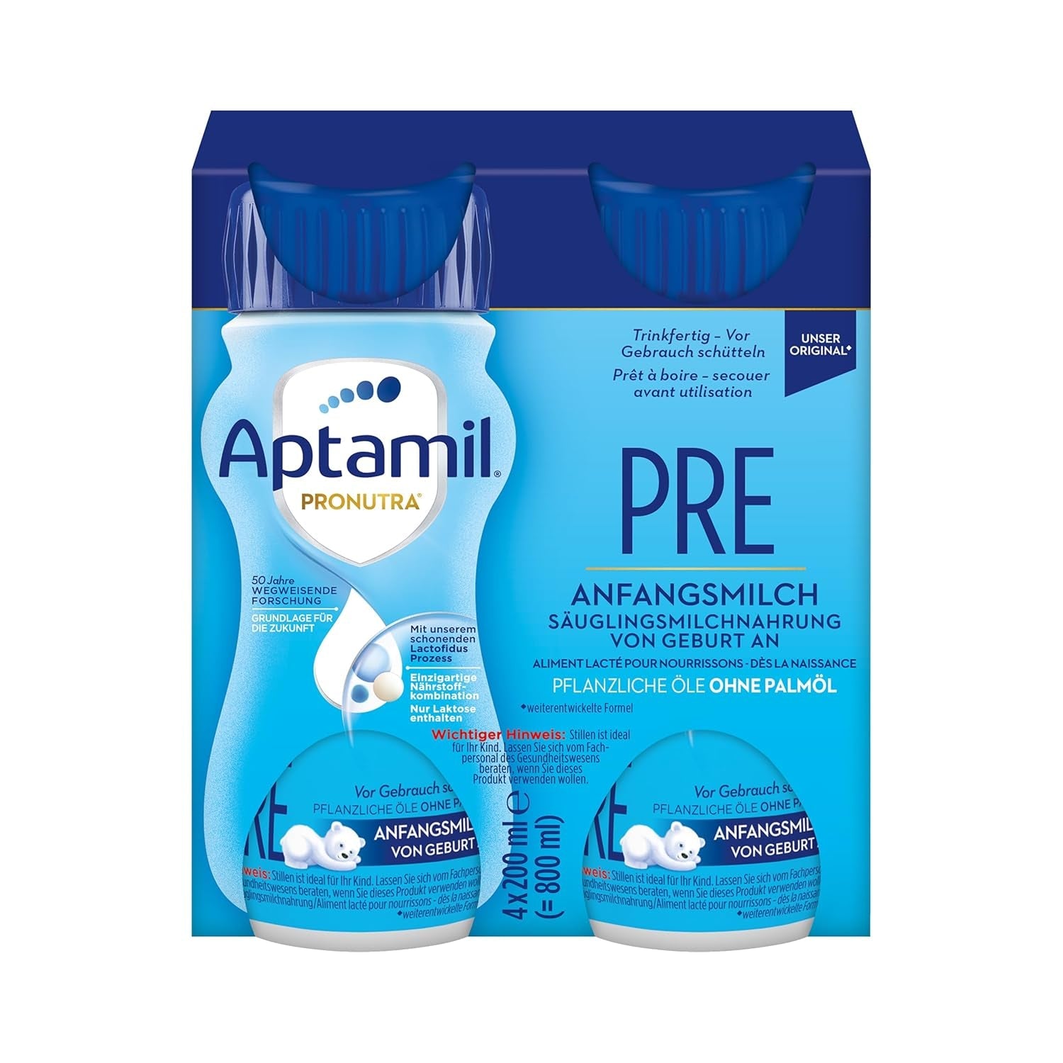 Aptamil Pronutra Pre - Mieszanka dla niemowląt od urodzenia - Z olejami roślinnymi, bez oleju palmowego - 6 x 4 x 200 ml (4800 ml)