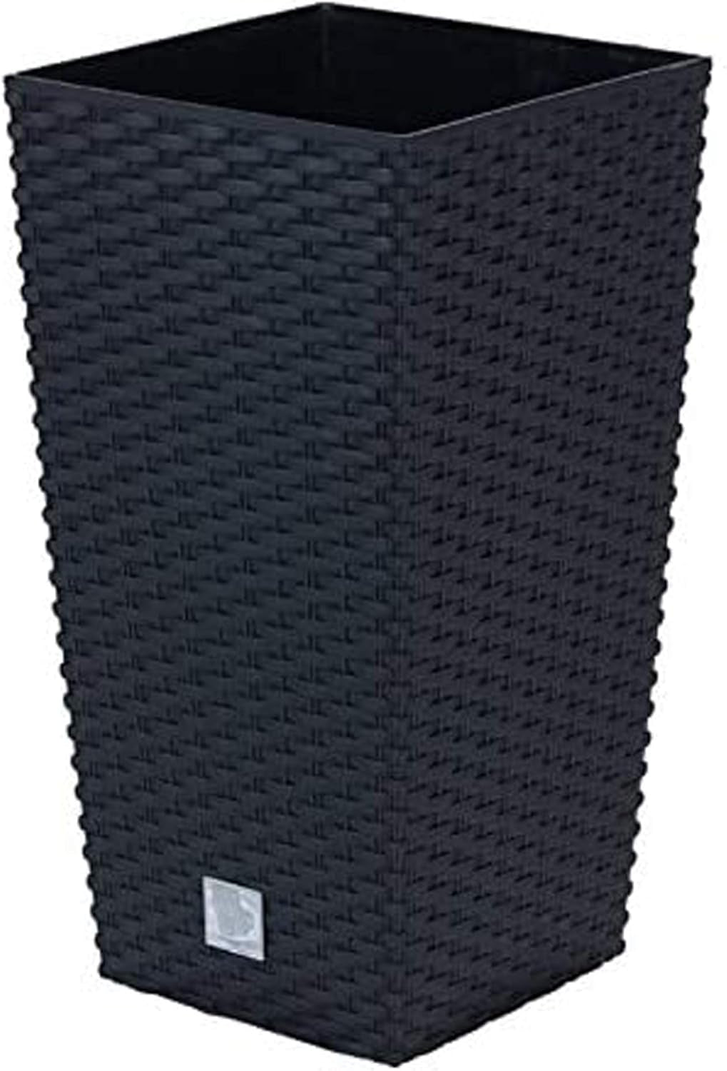 Doniczki/garnki Prosperplast imitujące rattan z wkładem | 32,5 x 32,5 x 61 cm | antracyt | odporny na warunki atmosferyczne i promieniowanie UV | wykonane z wytrzymałego plastiku | do wnętrz i na zewnątrz