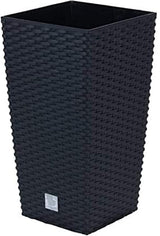 Doniczki/garnki Prosperplast imitujące rattan z wkładem | 32,5 x 32,5 x 61 cm | antracyt | odporny na warunki atmosferyczne i promieniowanie UV | wykonane z wytrzymałego plastiku | do wnętrz i na zewnątrz