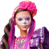 2022 Día De Muertos Lalka Barbie z marszczoną tradycyjną sukienką, wieńcem kwiatowym i farbą do twarzy Calavera, prezent dla kolekcjonerów