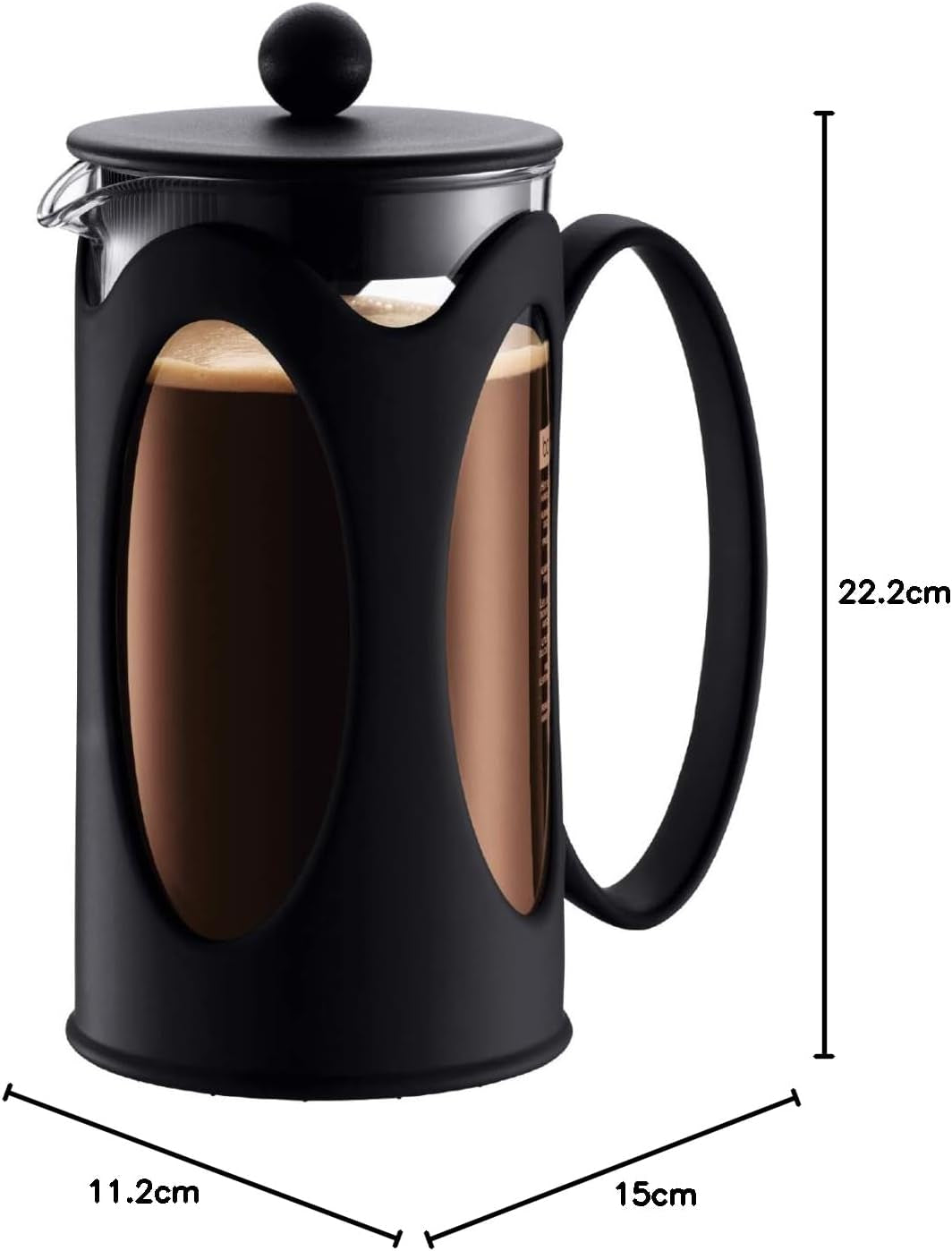 Ekspres do kawy Bodum Kenya - 1 l / 8 filiżanek - Ręczna prasa francuska Szkło borokrzemowe i stal nierdzewna - Można myć w zmywarce - Wyprodukowano w Portugalii