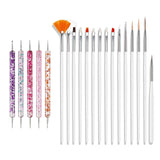 Zestaw pinsel do paznokci, 20 szt. Nageldesign Malerei Pinsel, Professionelle Nail Art Design Pinsel, Pinsel do paznokci Fine Liner, różowy