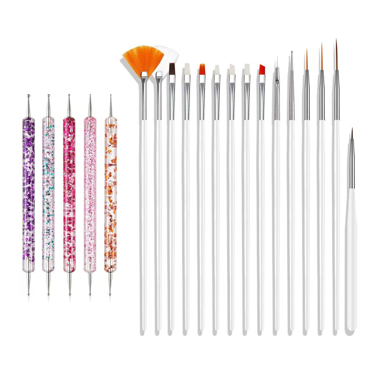 Zestaw pinsel do paznokci, 20 szt. Nageldesign Malerei Pinsel, Professionelle Nail Art Design Pinsel, Pinsel do paznokci Fine Liner, różowy