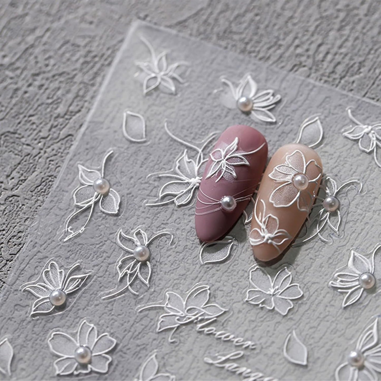 JMEOWIO 3D Nagelsticker Weiße Blumen Nail Art Naklejka Selbstklebend Nagelaufkleber 5D Stereoskopisch Dekoration Nageldesign Zubehör 1 Blatt
