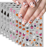 Nagelsticker Halloween, 8 Blätter Halloween Nagelsticker, Kürbis naklejka na paznokcie, zdobienia paznokci, Nagel Charms, Nagel Zubehör, Nageldesign, Boże Narodzenie (typ A)