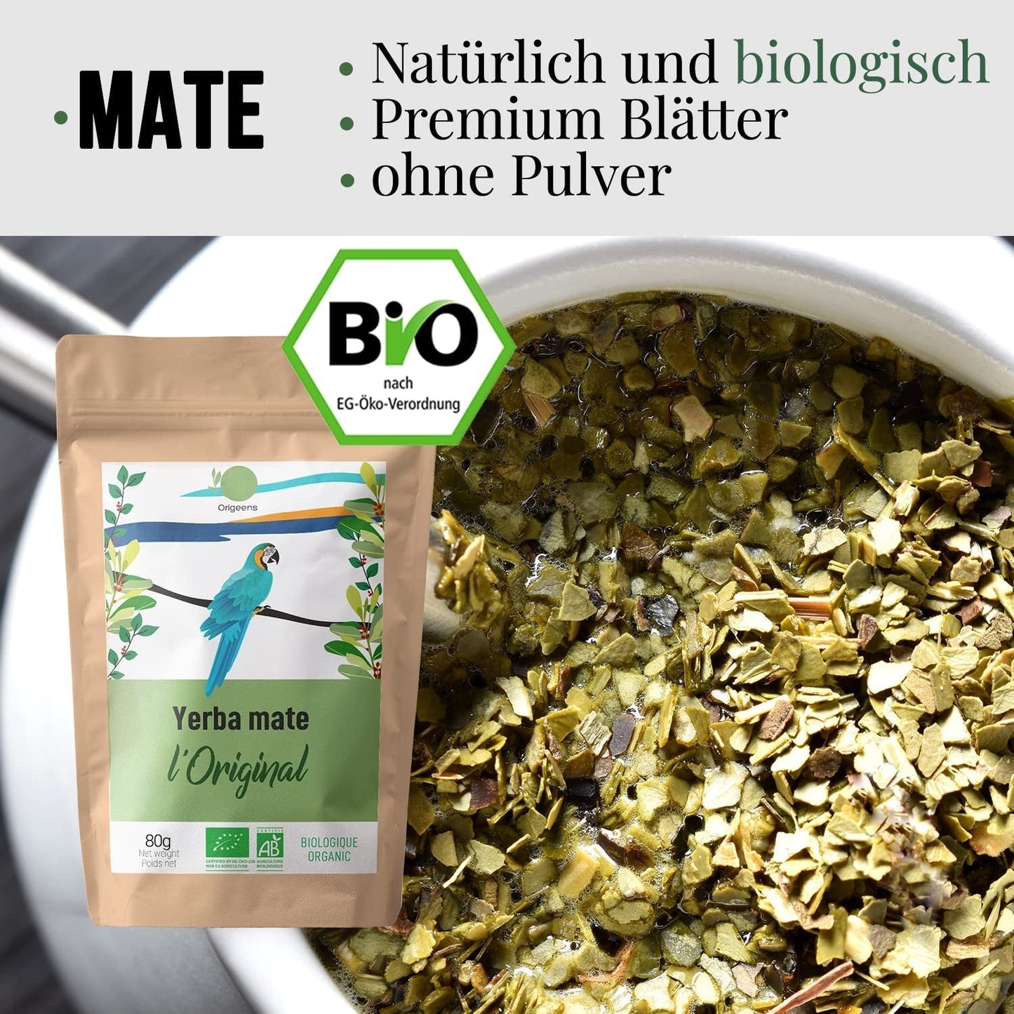 ZESTAW HERBATY ORIGEENS MATE Z filiżanką portugalskiej mate, bombillą i herbatą BIO Yerba Mate - Oryginalny zestaw upominkowy
