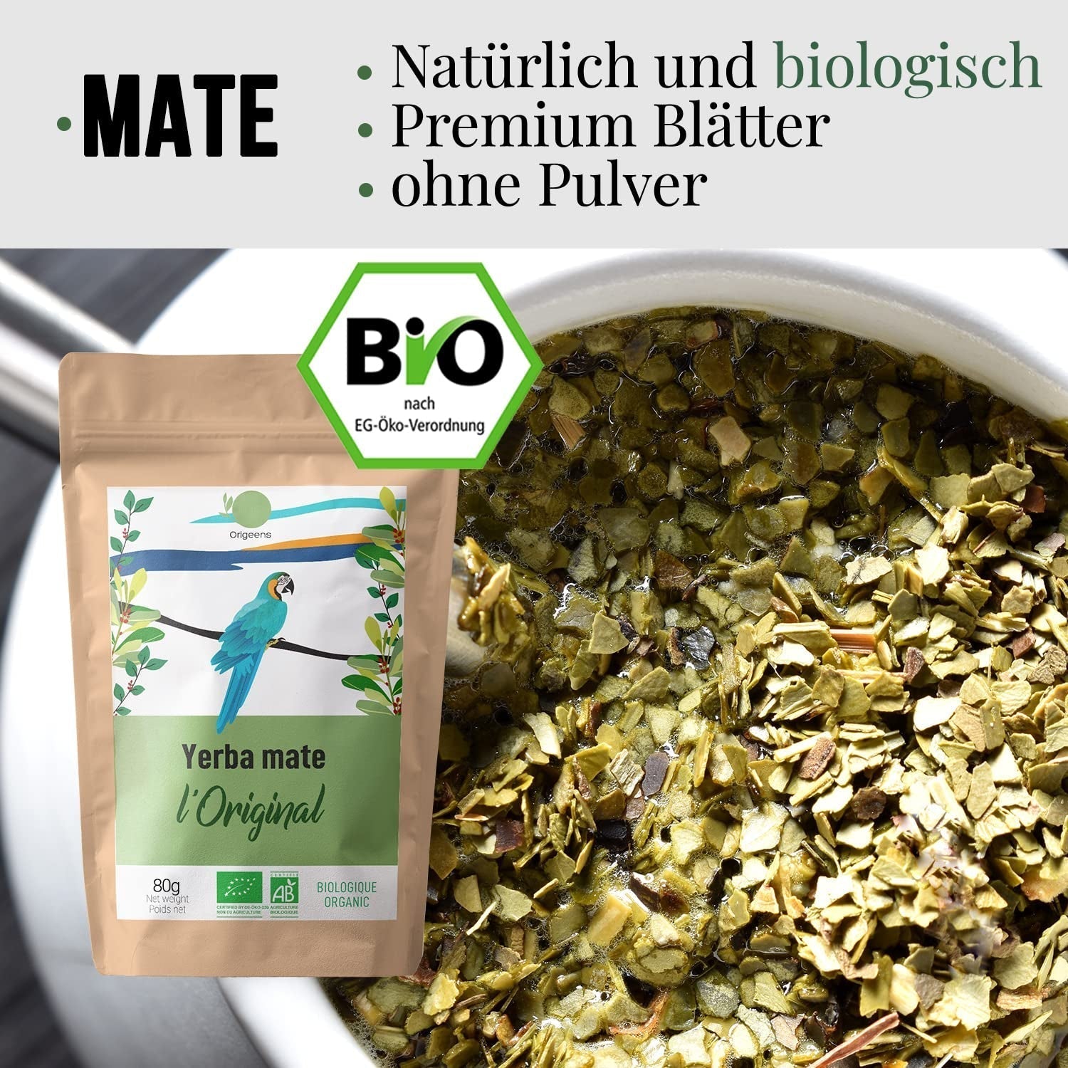 ZESTAW HERBATY ORIGEENS MATE Z filiżanką portugalskiej mate, bombillą i herbatą BIO Yerba Mate - Oryginalny zestaw upominkowy