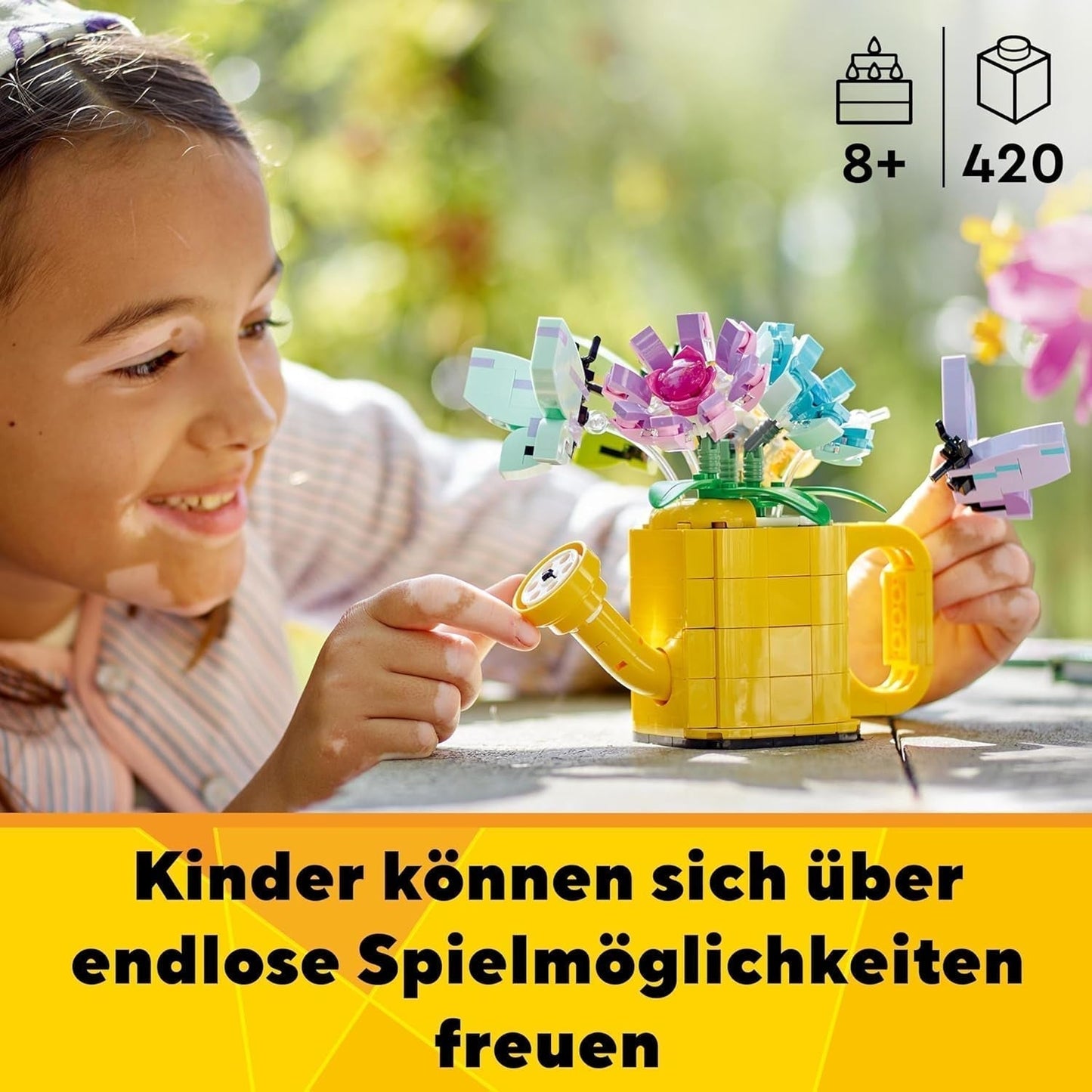 LEGO Creator Zestaw zraszaczy do kwiatów 3 w 1, dekoracja pokoju dziecięcego, zbudowanie zraszacza z bukietem kwiatów, kalosze lub 2 zabawkowe ptaki, kreatywny prezent dla dziewcząt i chłopców w wieku 8 lat 31149 Zestawy do budowania Besuche den LEGO-Store