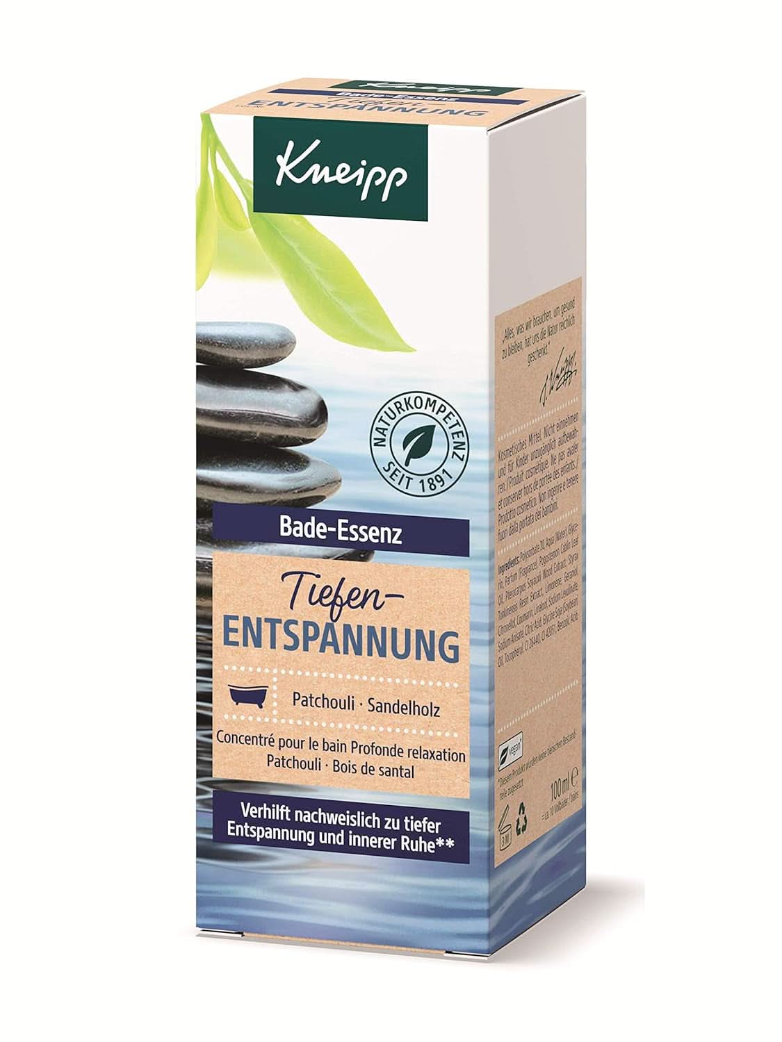 Kneipp, olejek do kąpieli z naturalnym olejkiem eterycznym z paczuli i ekstraktem z drzewa sandałowego do głębokiego relaksu i uspokojenia, 100ml Naty Shop