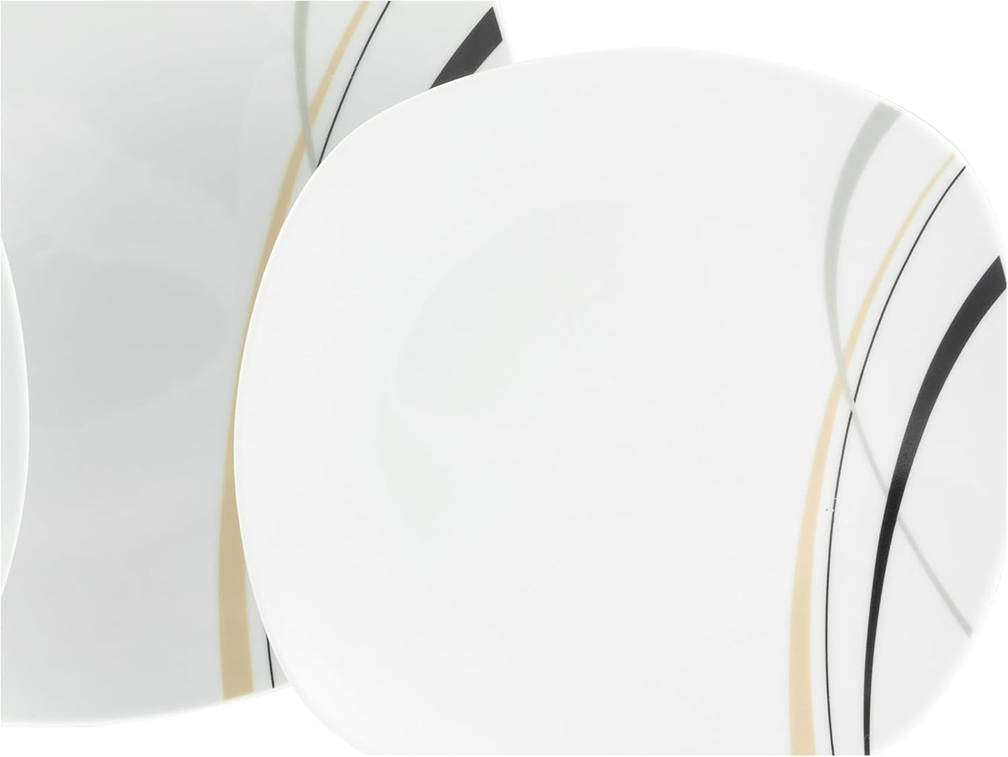 CreaTable 24029 Square City Line Series 6-osobowy porcelanowy zestaw obiadowy 12-częściowy Można myć w zmywarce i używać w kuchence mikrofalowej Jakość produkcji