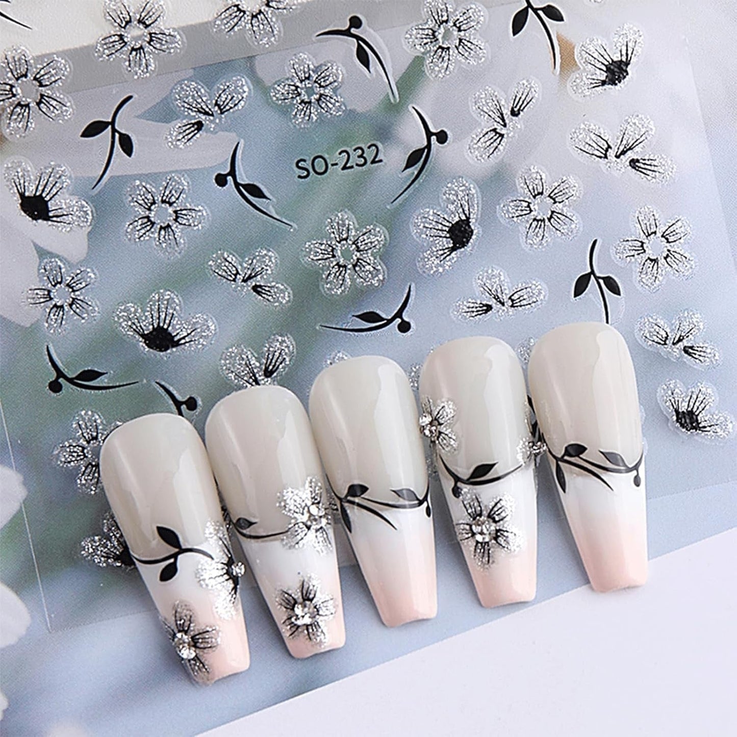 JMEOWIO 6 Blatt 3D Nagelsticker Blumen Nail Art Naklejka Selbstklebend Nagelaufkleber 5D Stereoskopisch Frühling Sommer Blumen Dekoration Nageldesign Zubehör