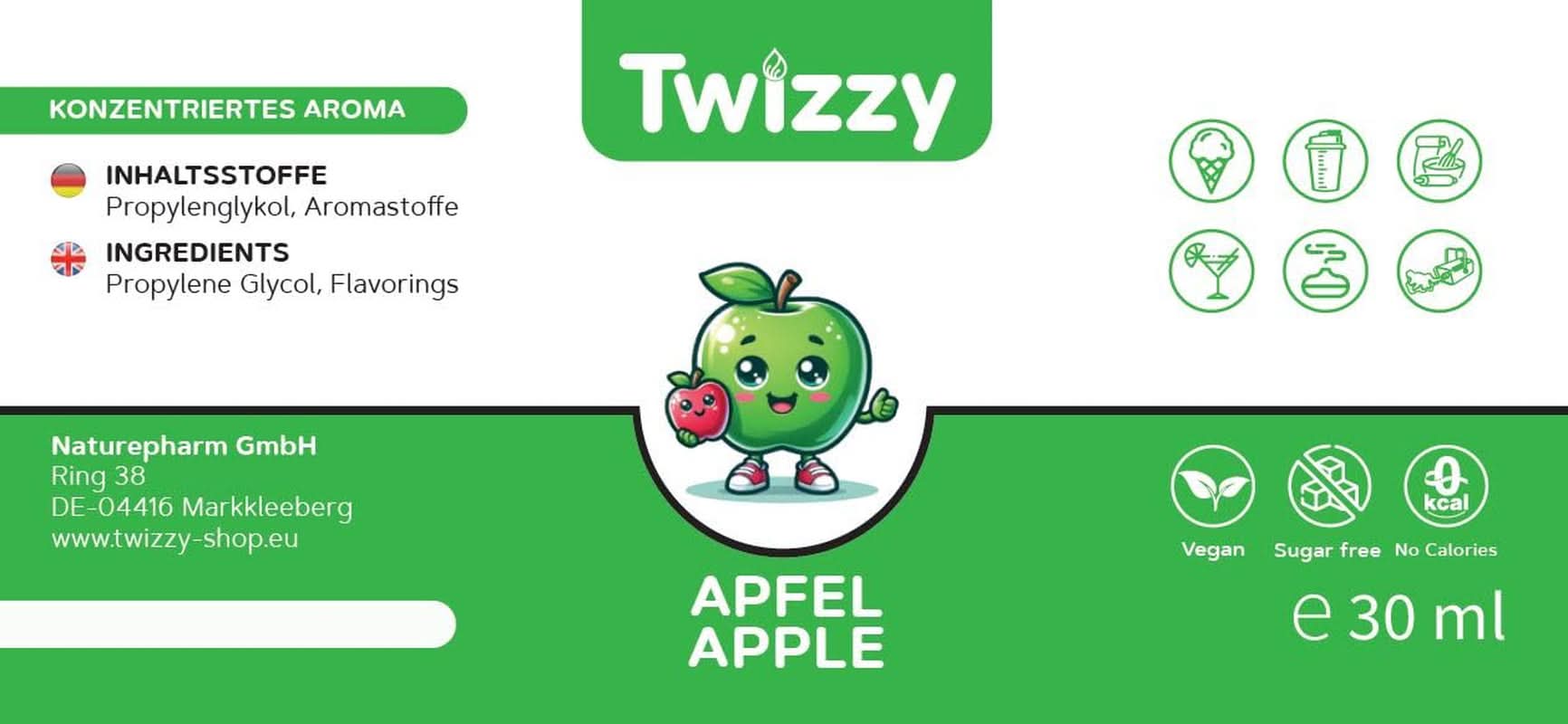 Twizzy, Skoncentrowany aromat jabłkowy, 30 ml Aromas Naty Shop