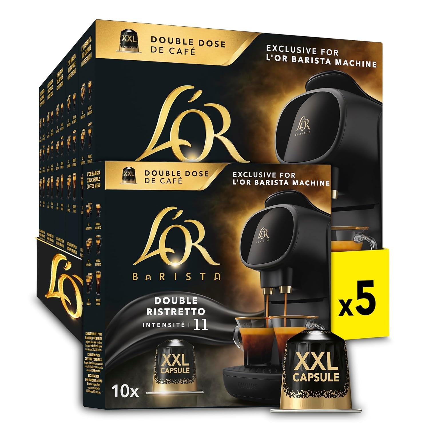 L'OR Barista Kaffeekapseln Ristretto, wyłącznie dla L'OR Barista Maschinen, pakiet 5er, 5 x 10 Kapseln