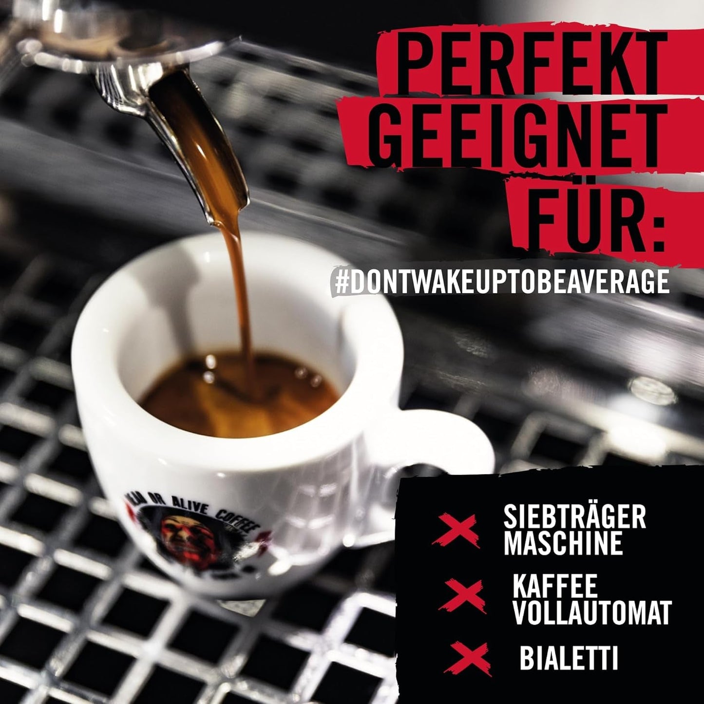 DEAD OR ALIVE Espresso No3 - Starke Espressobohnen 1kg - 100% Robusta - Kaffeebohnen für Kaffeevollautomat und Espressomaschine - Ganze Bohnen mit viel Koffein aus Italien - Kawa ziarnista