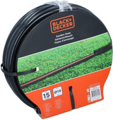 Wąż ogrodowy BLACK+DECKER 15 metrów - Ø19MM - Trwałe PCV - Podlewanie ogrodu, mycie samochodu, napełnianie basenu - Kompatybilny z każdym standardowym kranem - Czarny/Pomarańczowy