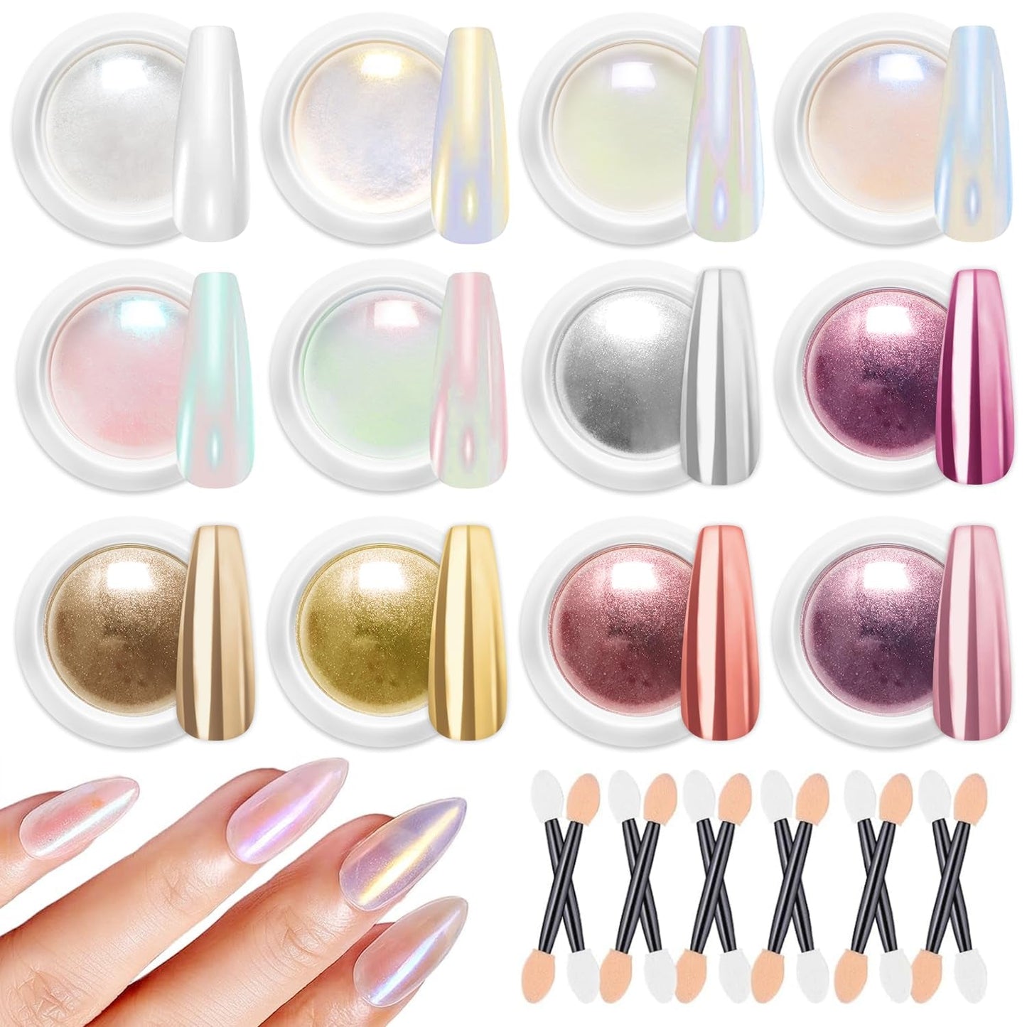 BISHENGYF Proszek do paznokci w kolorze różowego złotaNeue Upgrade Grosse Kapazitä Chrom PulverSuper-Spiegeleffekt Metall Mirror Chrome Powder – Neonowy szklisty efekt perłowy Brokat Nagelkunst Pulver Für DIY Salon