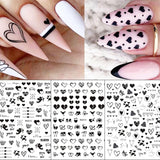 8 Blatt Nagelsticker Valentinstag Nagelaufkleber Selbstklebend Liebhaber Des Schwarzen Herzens Nail Art Naklejka Dekoration Nageldesign Zubehör