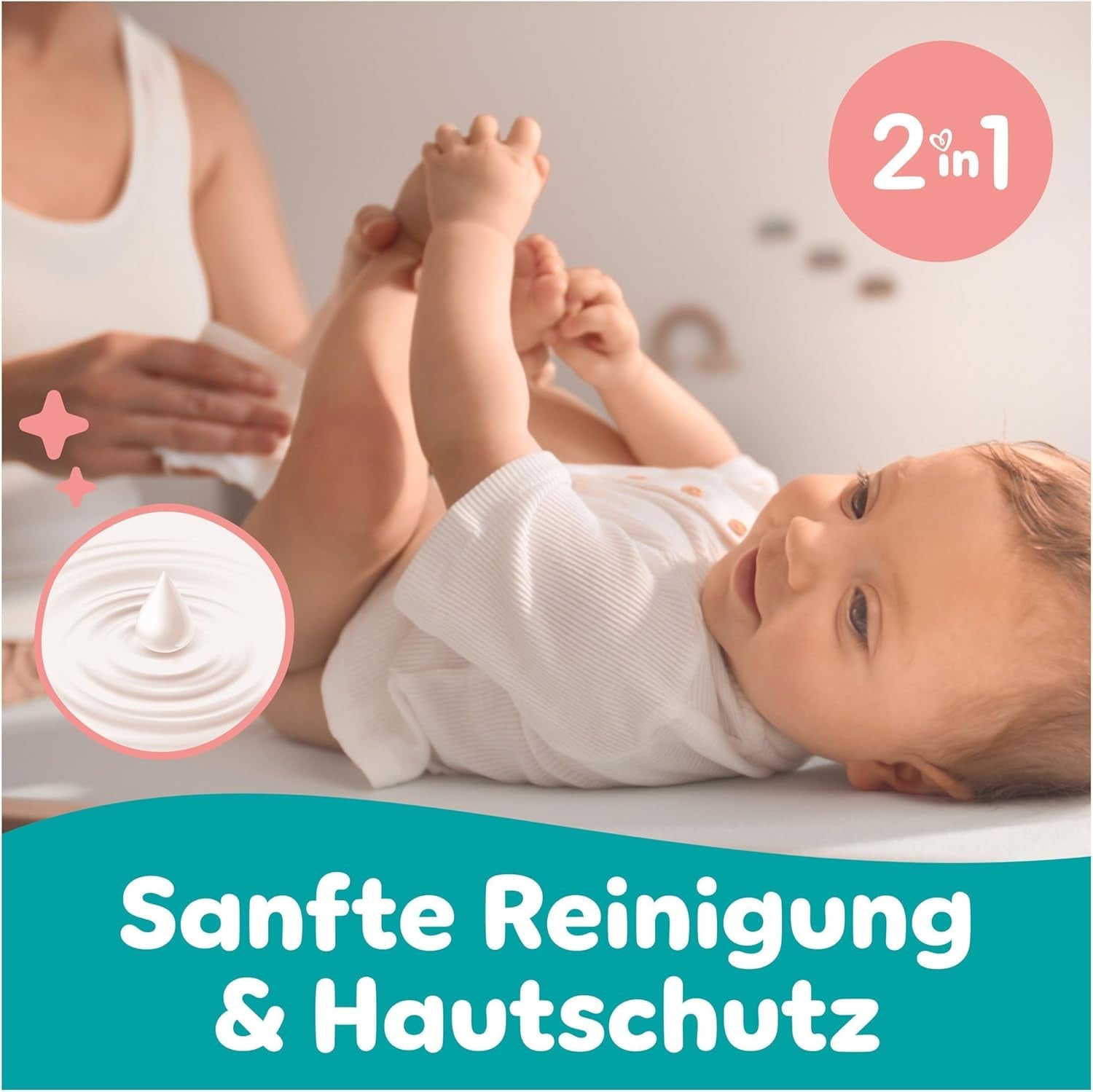 Chusteczki dla niemowląt Pampers Sensitive, 15 opakowań po 80 chusteczek, 1200 chusteczek dla niemowląt, delikatne oczyszczanie i ochrona skóry 2 w 1