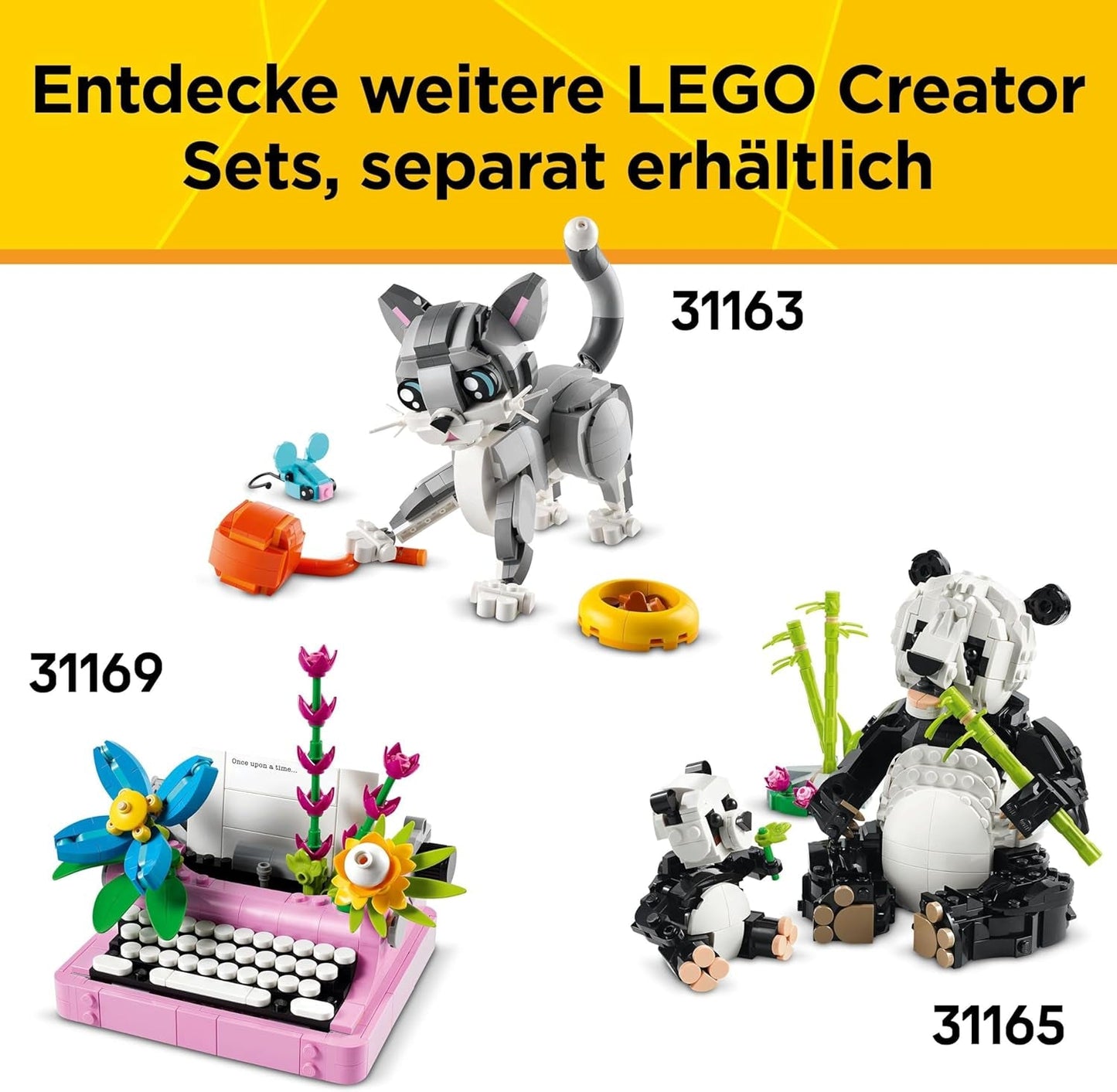 LEGO Creator Maszyna do pisania 3 w 1 z kwiatami - zabawkę można przekształcić w model Keytara lub w doniczkę z notatnikiem i długopisem - zestaw do budowania - prezent dla dziewcząt i chłopców od 8 lat 31169 Zestawy do budowania Besuche den LEGO-Store