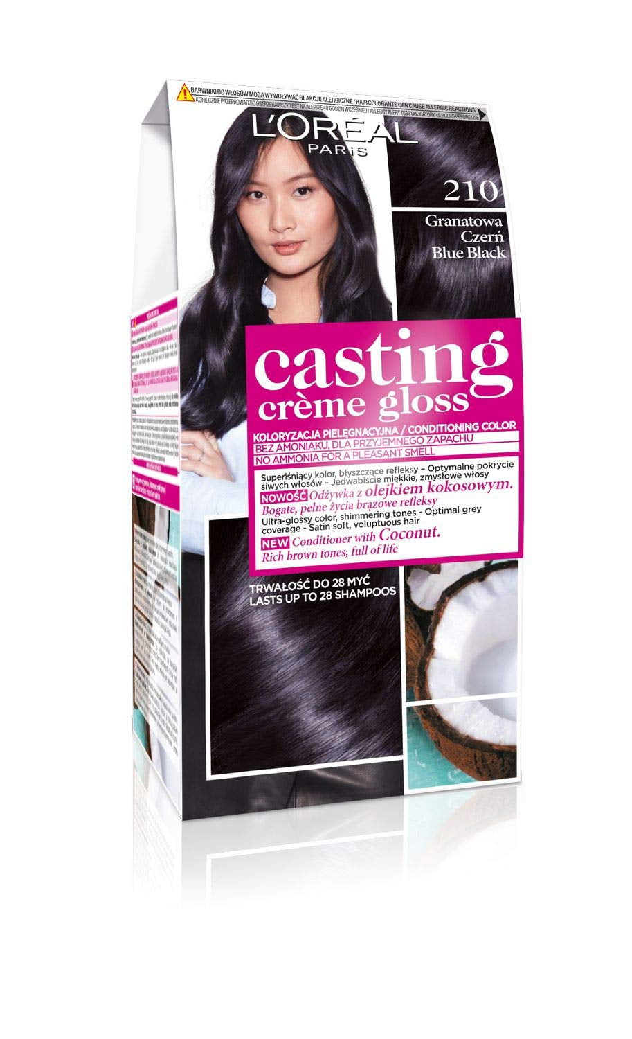 L'Oréal Paris Casting Crème Gloss 210 Farba do włosów - Granatowy Czarny Naty Shop Hair Dye 210 Farba do włosów - Granatowy Czarny 1 G (1 opakowanie)