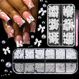 GZMAYUEN 920 szt. Złoto srebro Flatback Perlen Für Nägel, Halbrunde Weiße Beige Nail Perlen, Kleine Halbrunde Flatback Perlen Für DIY Nail Art Decor