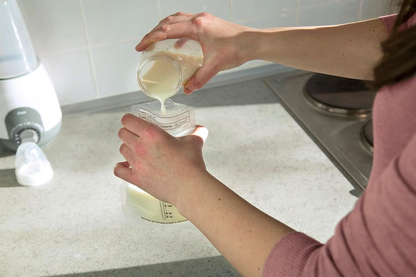 BF100 Worek do przechowywania mleka matki - Worek na mleko matki - pojemność 220 ml - 100 sztuk - Przezroczysta żywność i akcesoria do karmienia piersią Sklep Bebe Naty