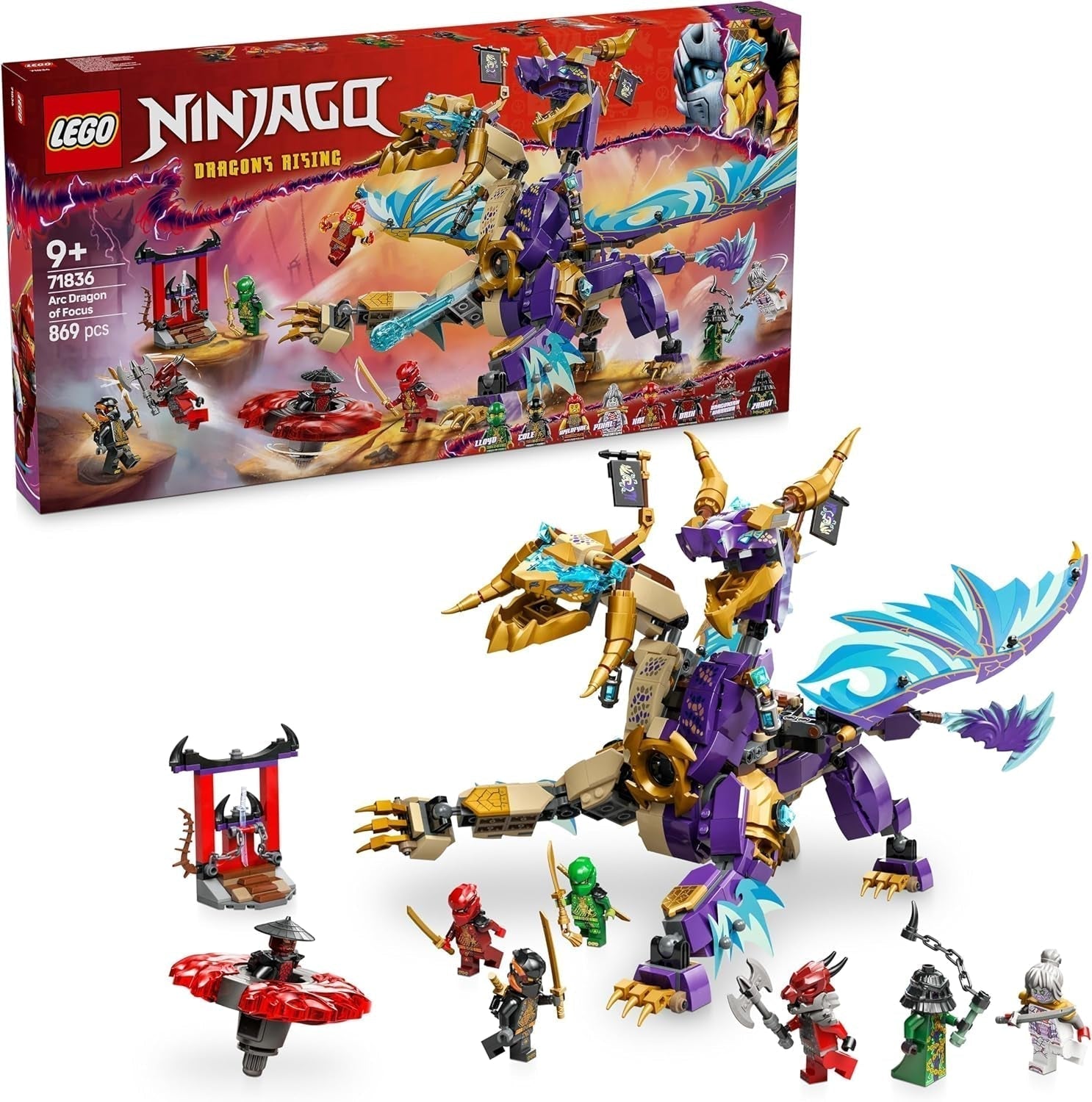LEGO NINJAGO Świetlny smok - zabawka z 8 minifigurkami i kołem Spinjitzu - interaktywna zabawka konstrukcyjna ninja dla chłopców i dziewcząt od 9 lat - pomysł na prezent dla fanów 71836 Zestawy do budowania Besuche den LEGO-Store Domyślny tytuł
