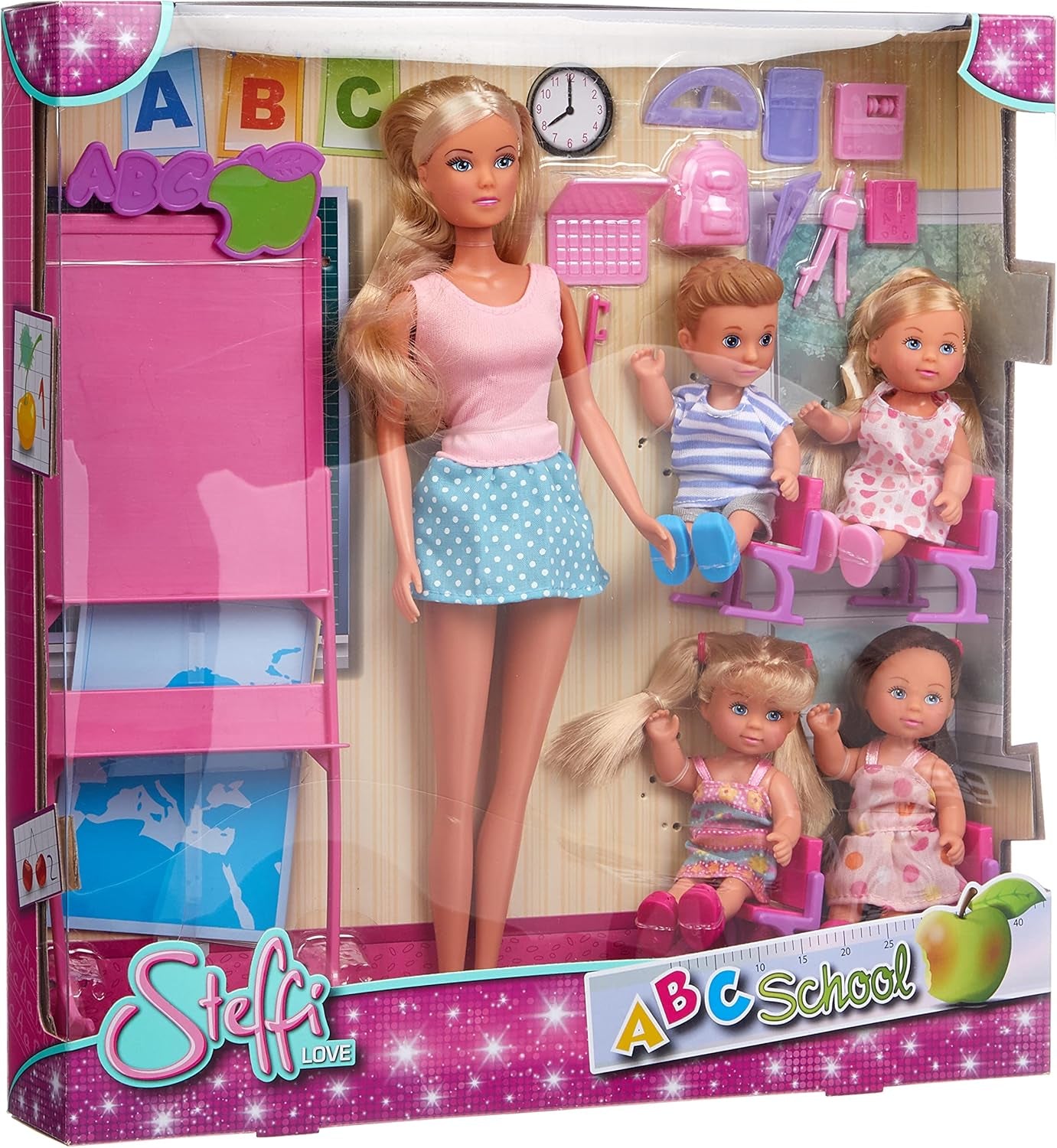 Simba - Lalka Steffi Love Schoolgirl - Lalka 29 cm - Obraz i akcesoria + 4 uczniów - 105730472002