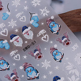 JMEOWIO Nagelsticker Weihnachten 6 Blatt Nail Art Naklejka Selbstklebend Nagelaufkleber Schneeflocke Winter Urlaub Süß Dekoration Nageldesign Zubehör