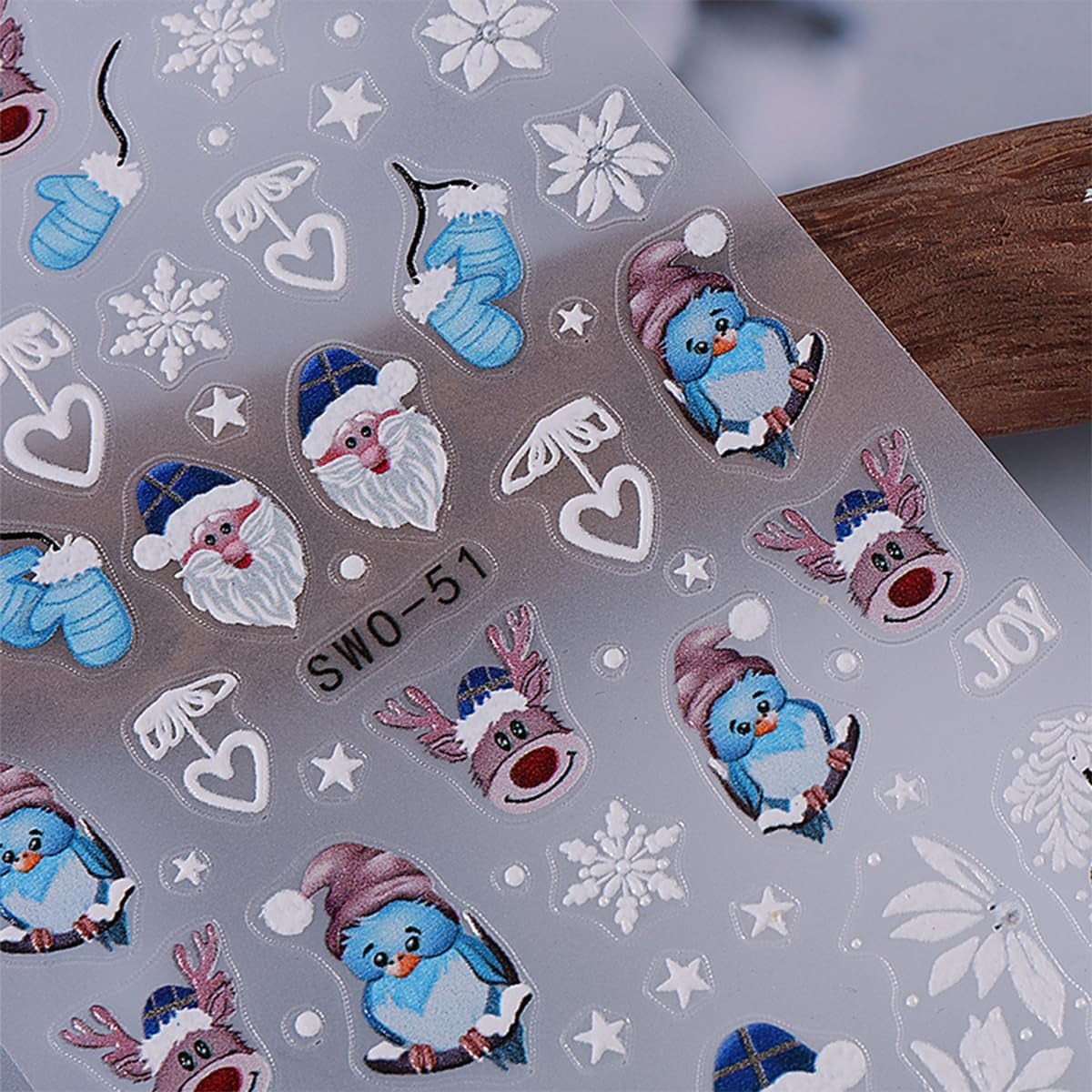 JMEOWIO Nagelsticker Weihnachten 6 Blatt Nail Art Naklejka Selbstklebend Nagelaufkleber Schneeflocke Winter Urlaub Süß Dekoration Nageldesign Zubehör