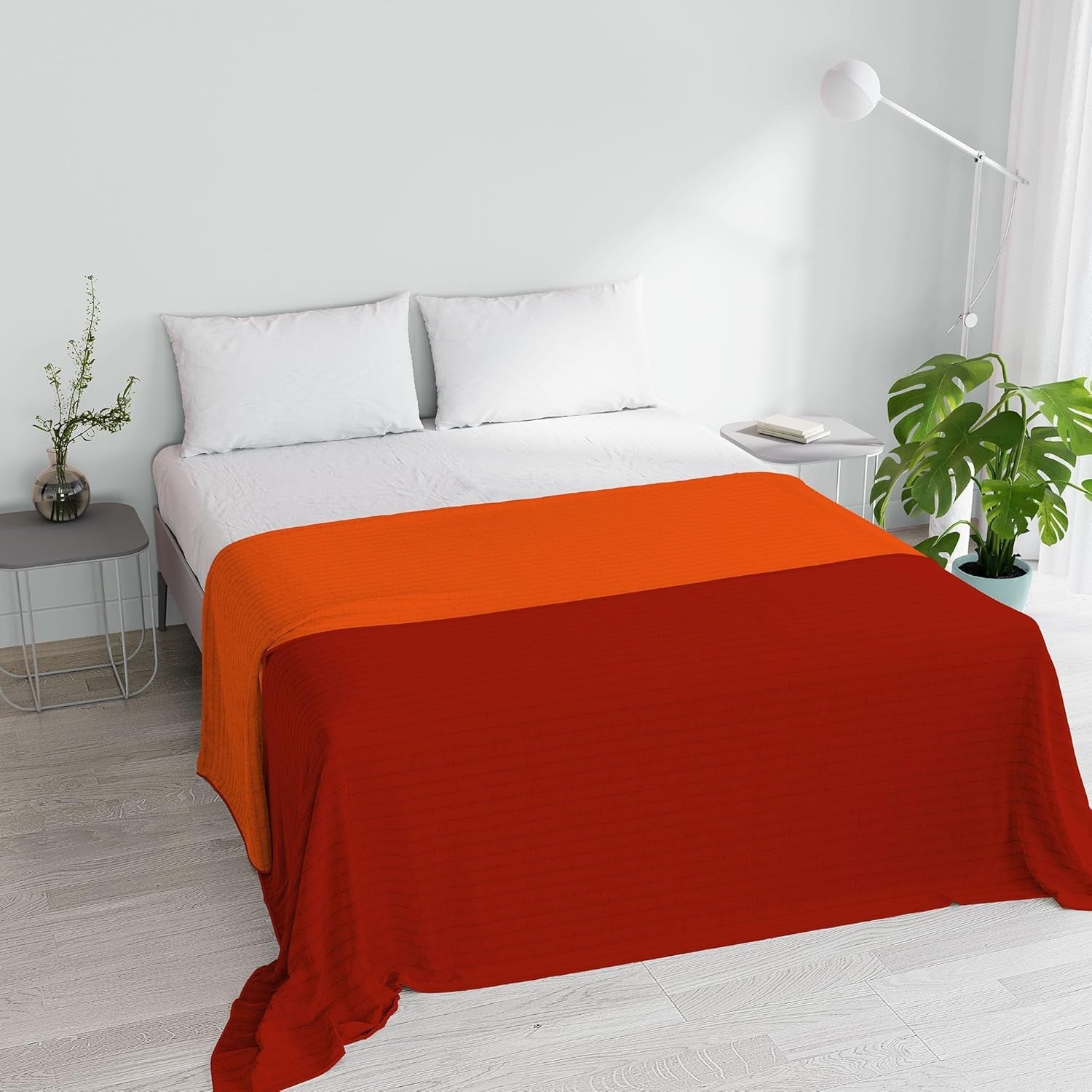 Pomarańczowa/Rdzawa Kołdra Letnia z Mikrofibry na Łóżko Podwójne 250 X 250 Cm Kołdry i Kołdry Naty Shop Pomarańczowy/Rdza Małżeńska 250X250 Cm