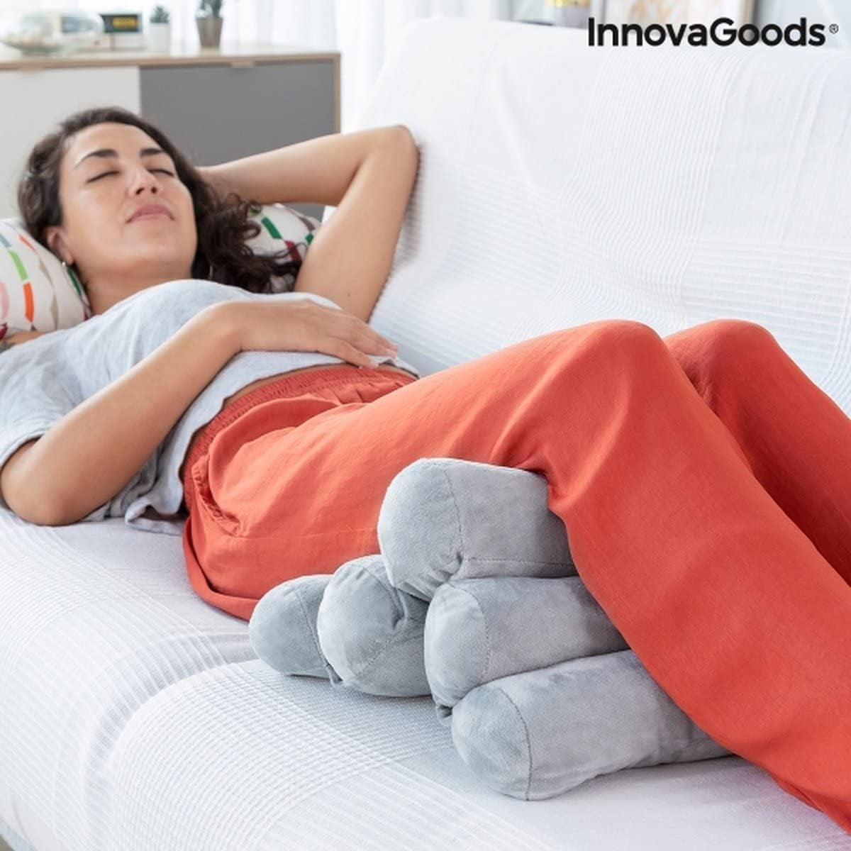 Innovagoods® 5-modułowa, wielofunkcyjna, ergonomiczna poduszka rurkowa, składana, solidna i trwała, aksamitna konstrukcja, materiał bawełna/PP, idealna do biura, domu, telepracy, samochodu. Poduszki standardowe Naty Shop