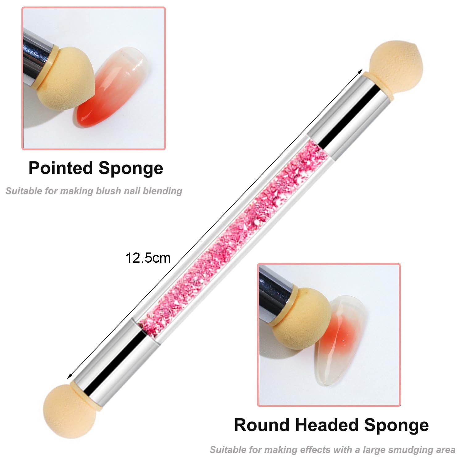 Zestaw 6 Stück Nagel Pinsel, Doppel-Ende Nageldesign Pinsel, Akryl Nail Art Zestaw Pinsel Nail Art Liner Pinsel Narzędzie do kropkowania dla DIY Nail Art Design (Mit 1 Schwammbürste)
