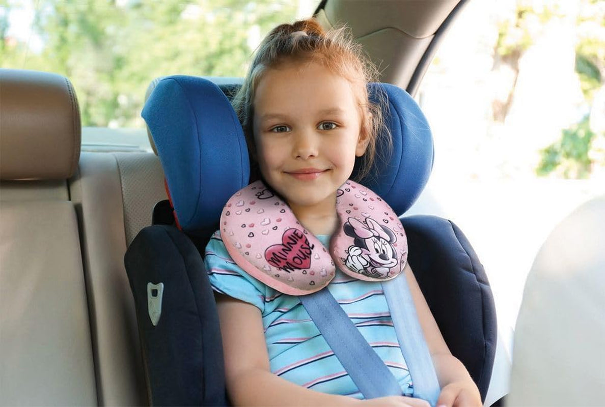 Tataway w Viaggio SI rośnie - poduszka podróżna Disney Minnie Mouse | Miękki aksamitny materiał | Można prać ręcznie w 30° | Wypełnienie mikroperłami | Fotelik dziecięcy odpowiedni od 3 lat, różowy, jeden rozmiar, aksamitny Poduszki podróżne Naty Shop