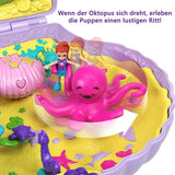 Pudełko do przechowywania Polly Pocket Torba w kształcie muszli z 2 lalkami i 1 łodzią podwodną Polly Pocket Zabawka syrenka, wiek 4+ GNH11