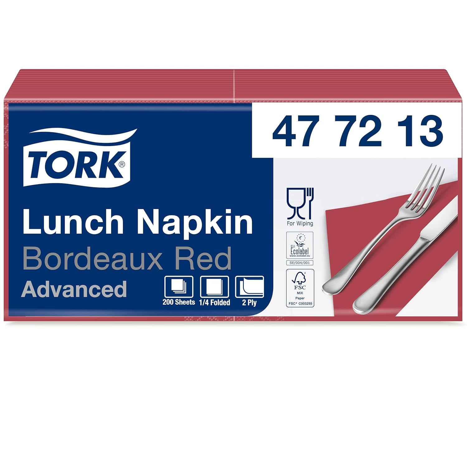 Tork 477840 Limonkowe serwetki obiadowe / 2-warstwowe serwetki do małych posiłków lub przekąsek / Zaawansowana jakość / 10 X 200 (2000) serwetki papierowe / 32,6 X 33 cm (dł. x szer.) / złożenie na 1/4