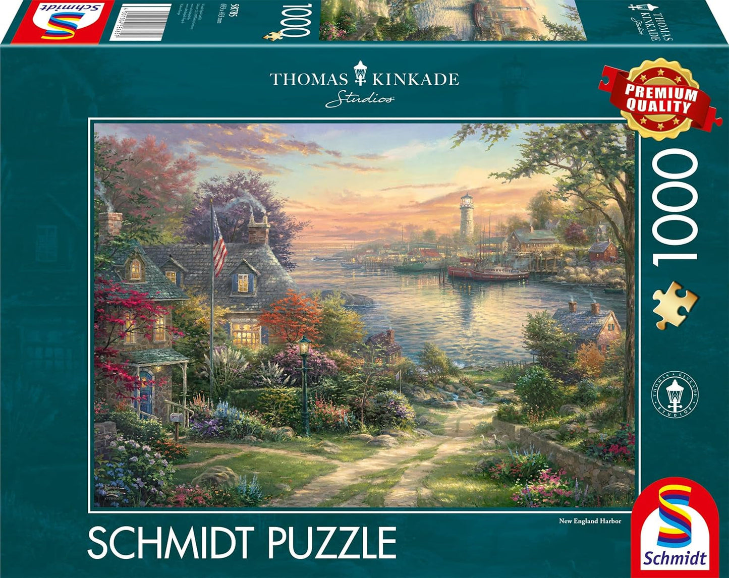 Schmidt Spiele 58785 Thomas Kinkade, New England Harbor, układanka 1000 elementów, kolorowe Puzzle Naty Shop Domyślny tytuł