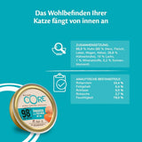 Wellness CORE 98% 12 x 85g, Kurczak i Łosoś - Mokra karma dla kotów, gęsty pasztet, bez zbóż, naturalna, hipoalergiczna, bogata w białko, bogata w mięso