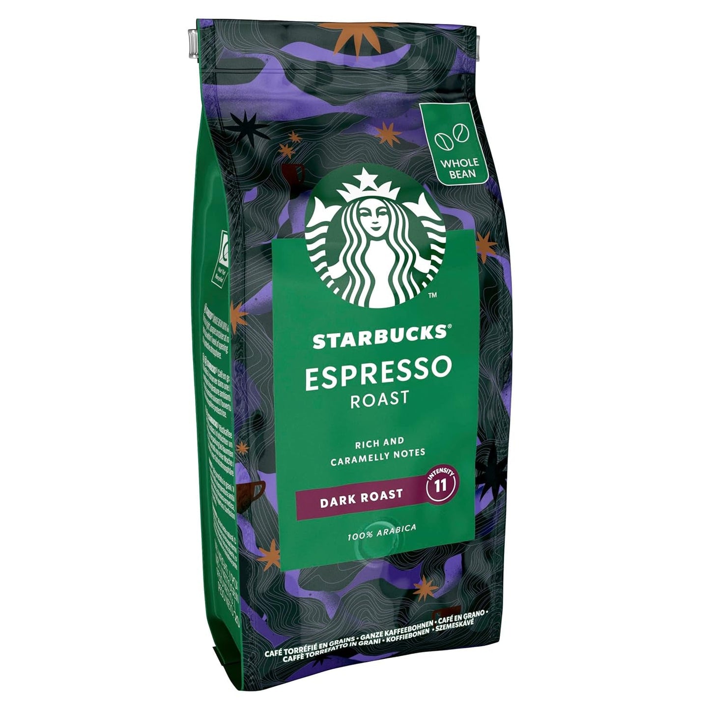 STARBUCKS kawa palona espresso, czarna palona, ​​całe ziarna kawy 200g (opakowanie 6 szt.)