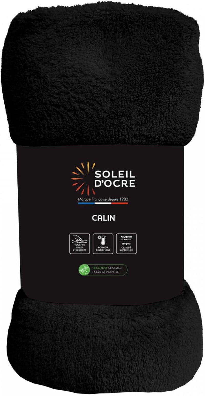 Soleil D'Ocre, koc flanelowy, 220 x 240 cm, Calin, brązowy Kołdry i kołdry Naty Shop Czarny 220 x 240 cm