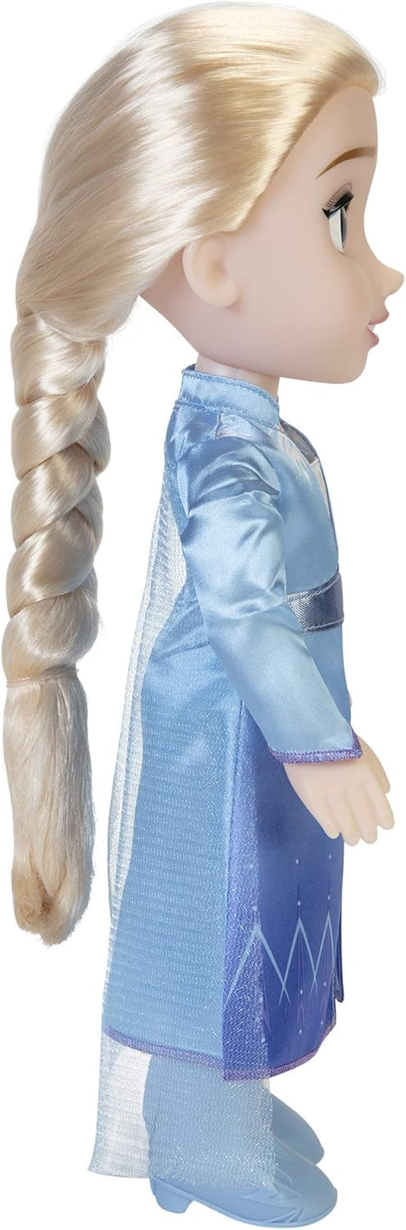 Disney Frozen 2 Elsa Travel Doll, 35-centymetrowa lalka z kultową sukienką inspirowaną filmem, butami i długimi warkoczami zapewniającymi dodatkową zabawę podczas zabawy, dla dziewczynek w wieku 3 lat i starszych