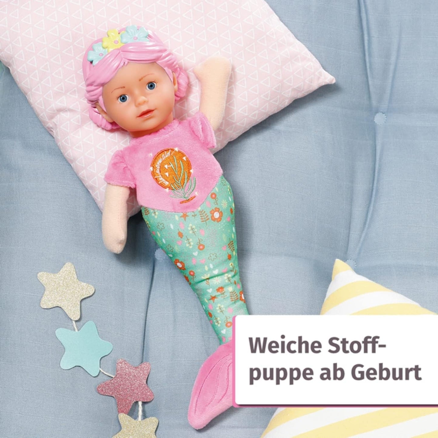 BABY Born Syrenka dla niemowląt, miękka lalka nadająca się do prania, lalka syrenka z miękką winylową głową, wysokość 33 cm, 832288 Zapf Creation