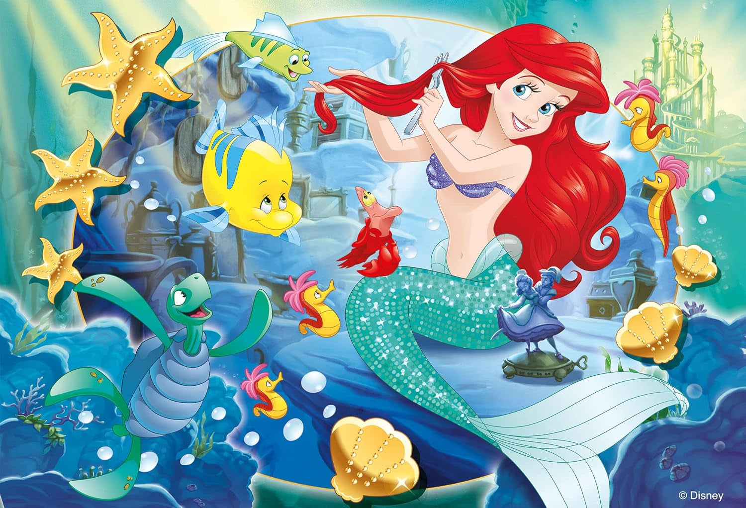 Lisciani - DISNEY Puzzle Ariel - Odtwórz i pokoloruj sceny ze swoich ulubionych pudełek - od 7 lat - DUŻE PUZZLE zawierające 250 elementów - zachęcają do zręczności Puzzle Naty Shop