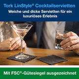Tork Linstyle 509542 Czarne serwetki koktajlowe, składane w 1/4, 1 warstwa, 23,8 x 23,8 cm, 1 x 100 serwetek
