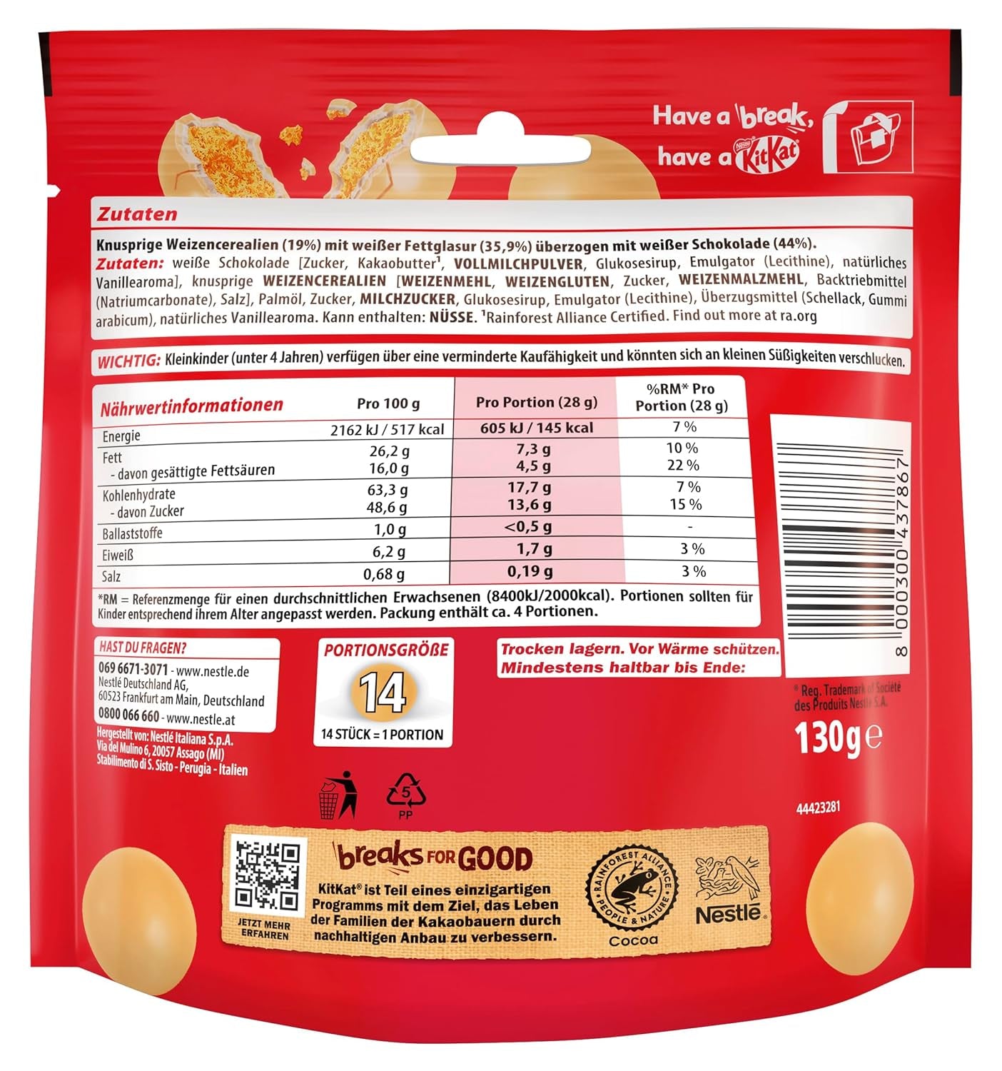 NESTLÉ białe kulki, opakowanie 1 szt. (1 x 130 g)